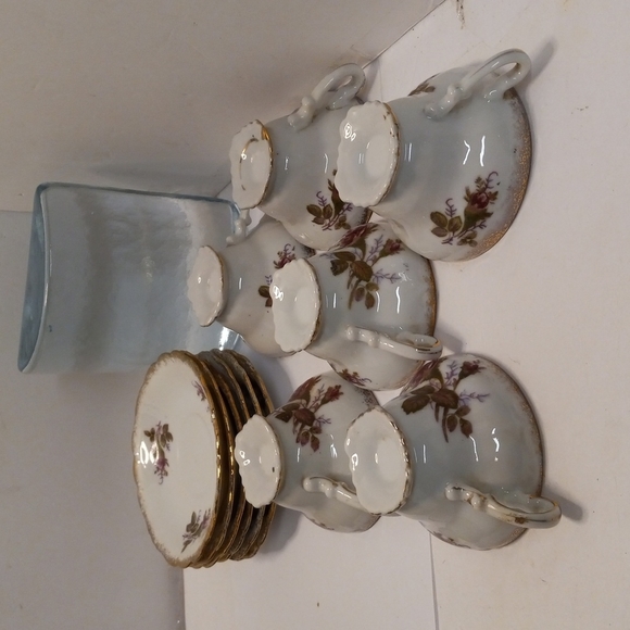 VTGE 12Pc. UCAGCO Demitasse Moss Rose China Teacups and Saucers Collectible - Picture 2 of 12